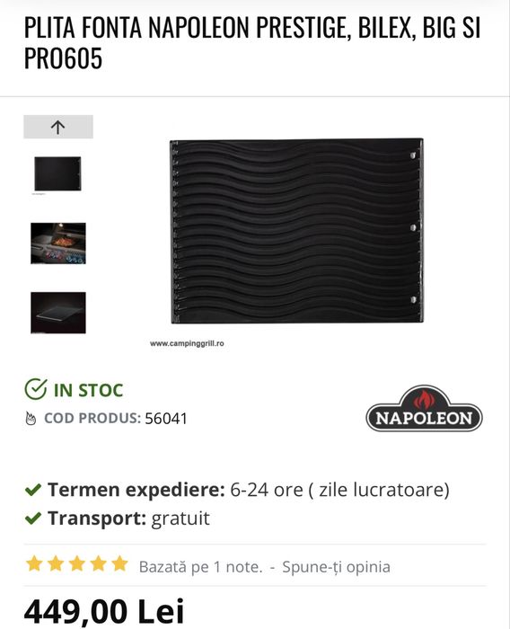 Gratar fonta pe gaz Napoleon  cu rotisor si sigilare vita