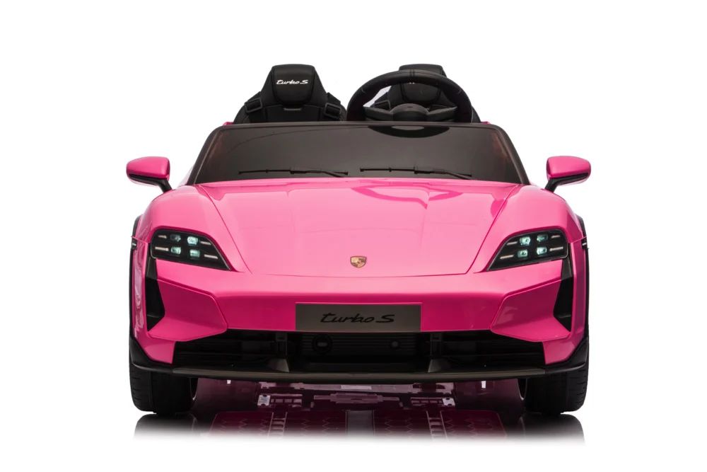Porsche taycan turbo s 24v – детска акумулаторна кола, розова, 2 места