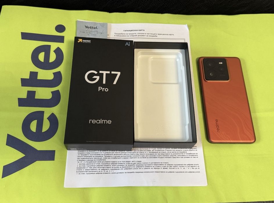 КАТО НОВ 512GB Realme GT 7 Pro Гаранция Yettel 2027г. Orange gt7