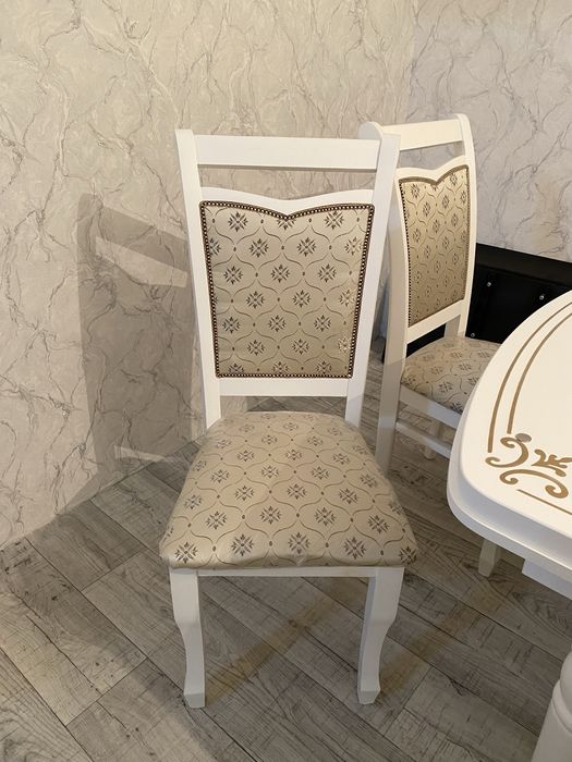 Стол со стульями белый комплект