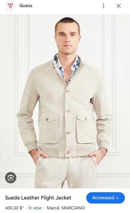 Vand geaca marciano by guess piele intoarsa bej noua