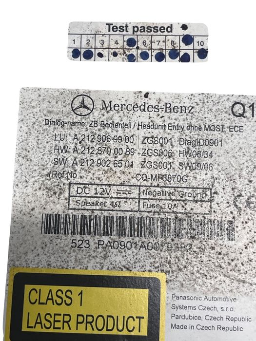 Radio Cd Mercedes-Benz E-Class W212 2009 -> A2129069900