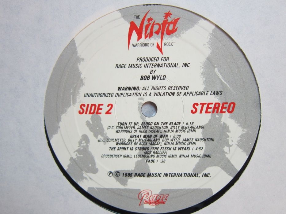 rar vinil The Ninja ‎- Warriors Of Rock made in USA 1985