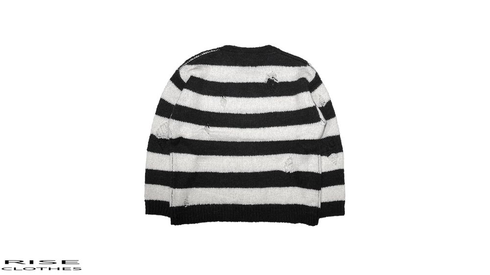 Number Nine Distressed Striped Knit Sweater