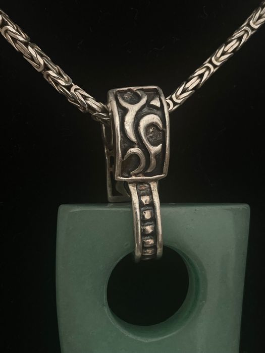 сребърн  925  синджир  с висулка., нефрит