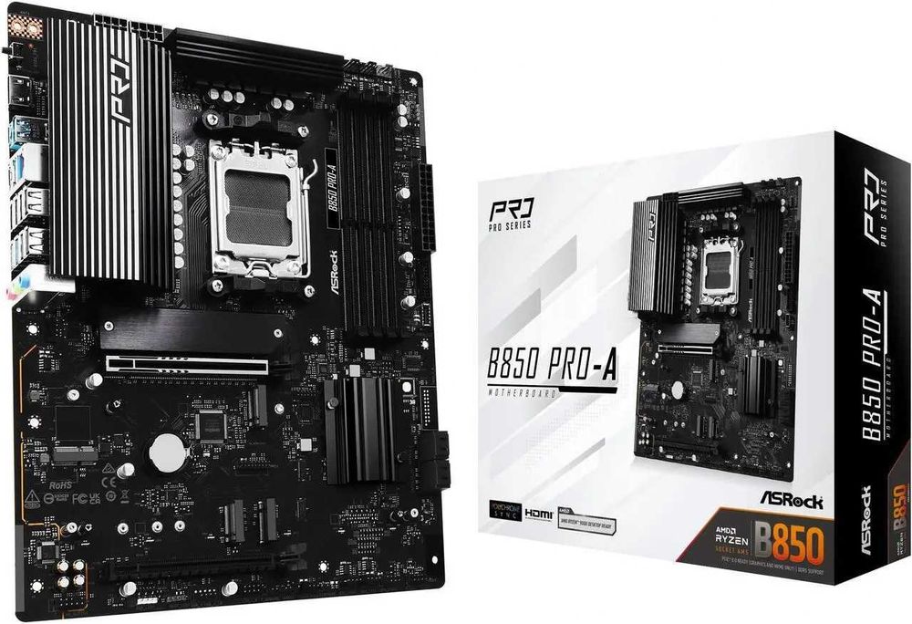 Asrock B850 PRO-A, 14+2+1 фаз, 8 слоёв, 4 слота м2