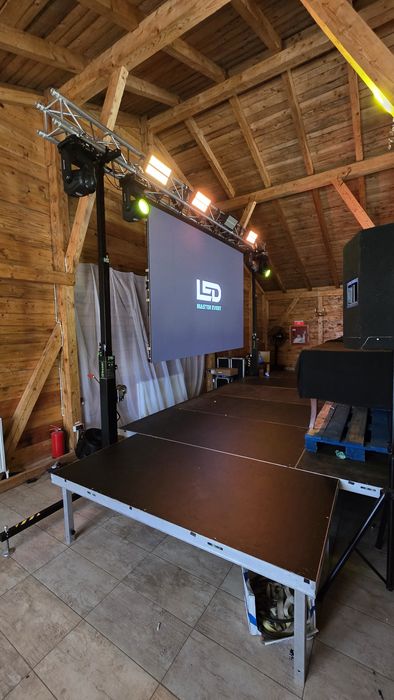 Dj-MC, scena, podium, ecran led, sonorizare, schela de lumini, glob