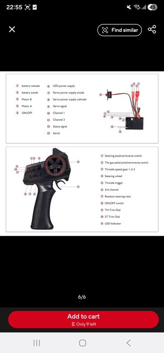 Vand telecomanda cu receiver 2 in 1 pentru automodele