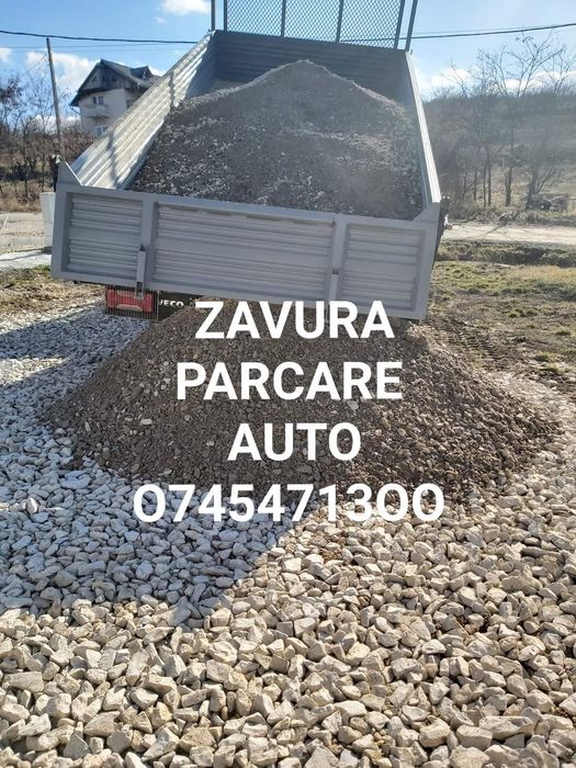 Constructii utilaje Nisip piatra pt parcare, zavura piatra concasata,