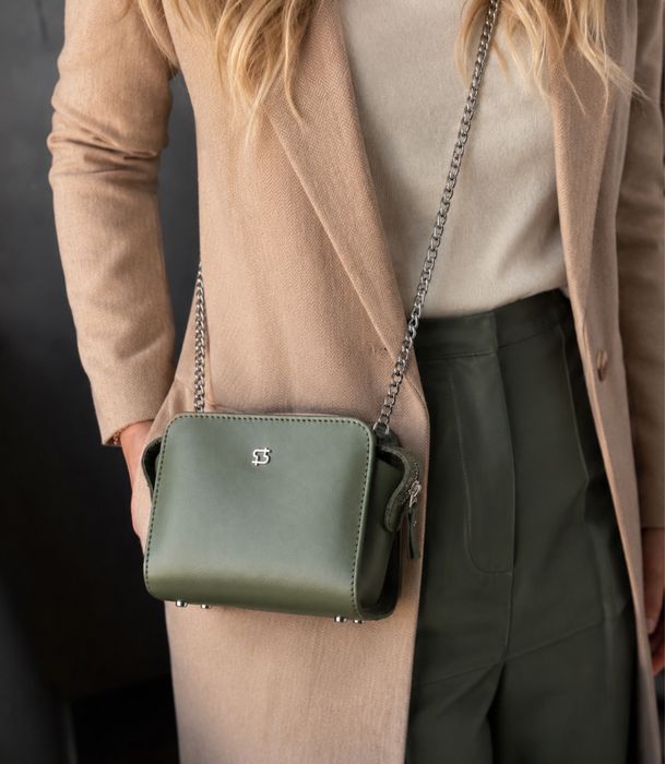 Сумка зеленая кожаная Twota