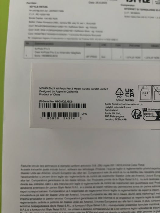 Vând AirPods Pro 3 cu factura– originale, noi, sigilate