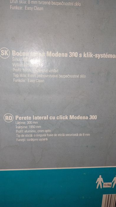 Perete lateral sticla cabina dus 300x1950 8mm