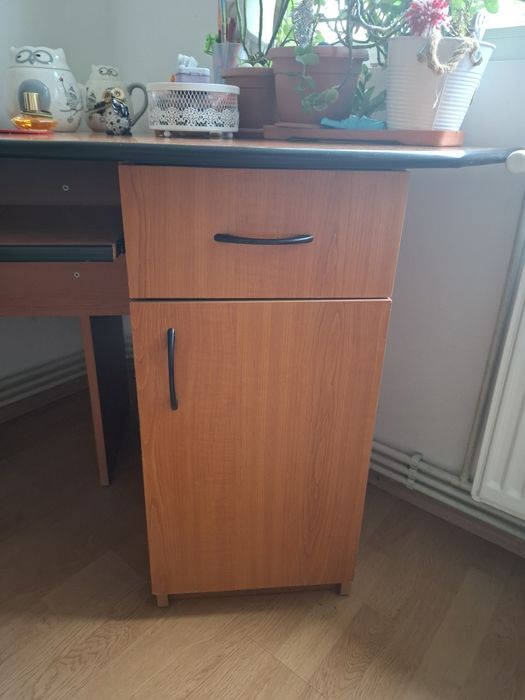 Birou de colt cu sertar și dulap