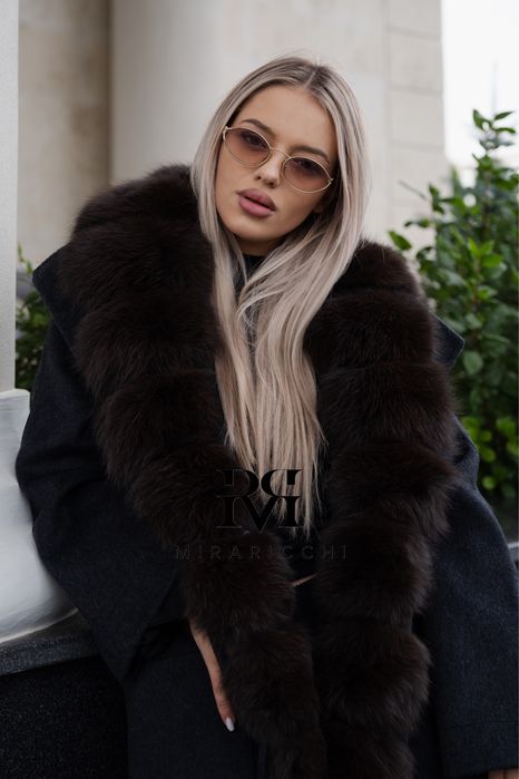 Palton Lung Casmir Blana Naturala