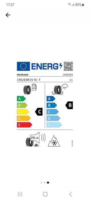 4 roti complete BMW -jante plus cauciucuri Hankok 195/65/R15