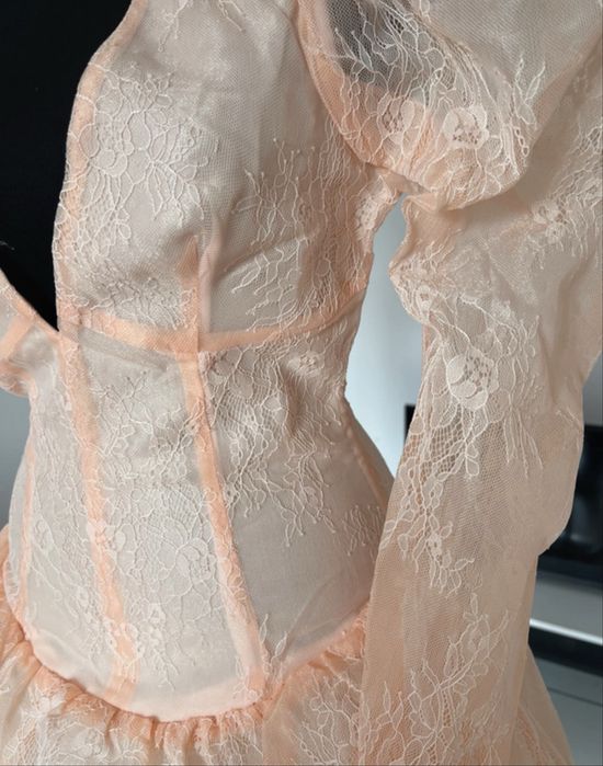 Rochie Asos luxe roz pal mini maneci bufante