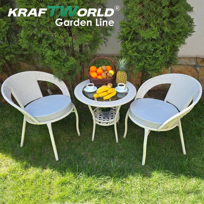 Градински Ратанов Комплект  – Два Стола и Маса