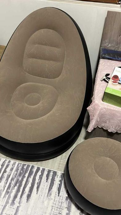 ПРОМО!! Канапе с табуретка - надуваем велурен комплект за релакс