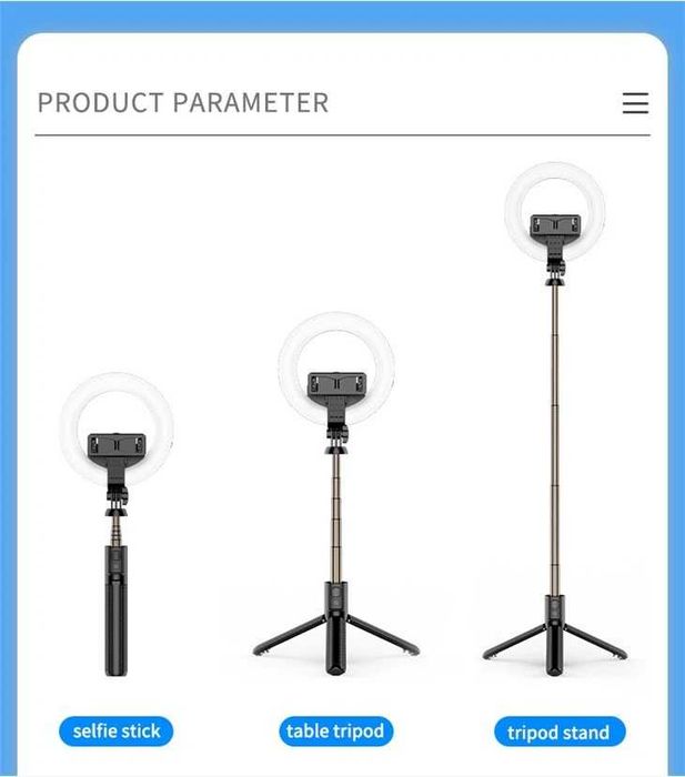 Селфи стик 4в1 Influencer V02S M2 LED ринг | Трипид + дистанционно
