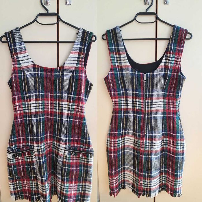 Дамски зимен сукман в каре ZARA TRF  - S/36