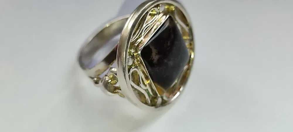 Кольцо серебряное с камнем ОБСИДИАН