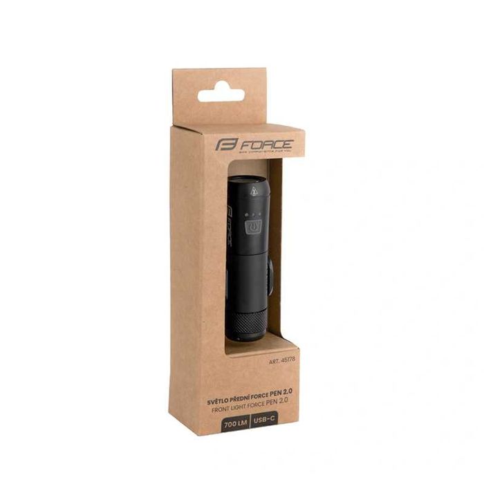 Предна LED светлина за велосипед PEN 700LM USB, Фар, Черна, Алуминиева