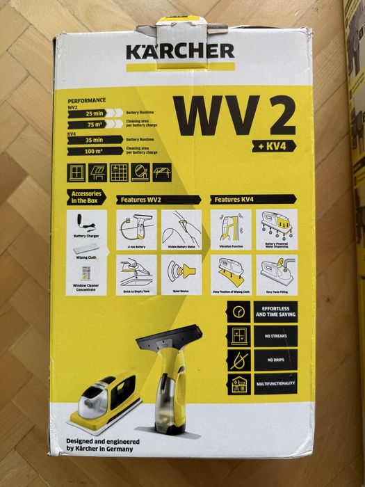 Уред за почистване на прозорци Karcher WV 2  + KV 4 Premium, плюс удължител Karcher KV