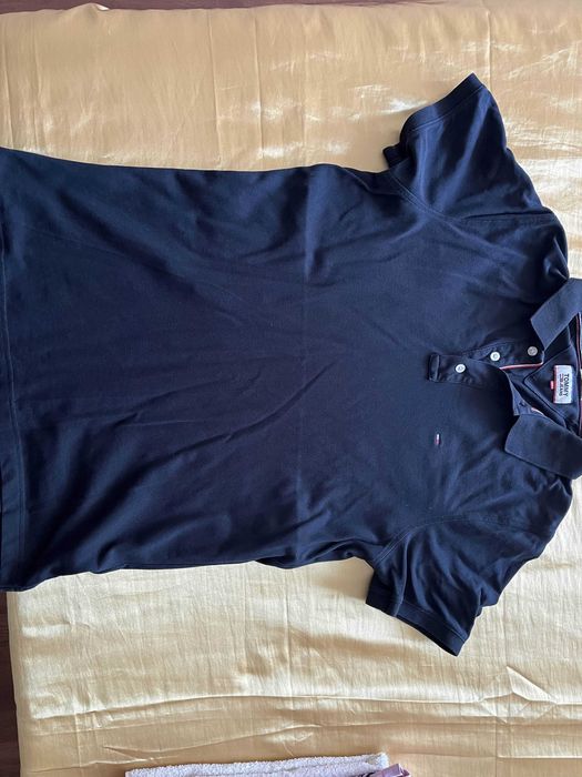Тъмносиня мъжка тениска с яка (Polo) Tommy Jeans - Размер XL Slim fit