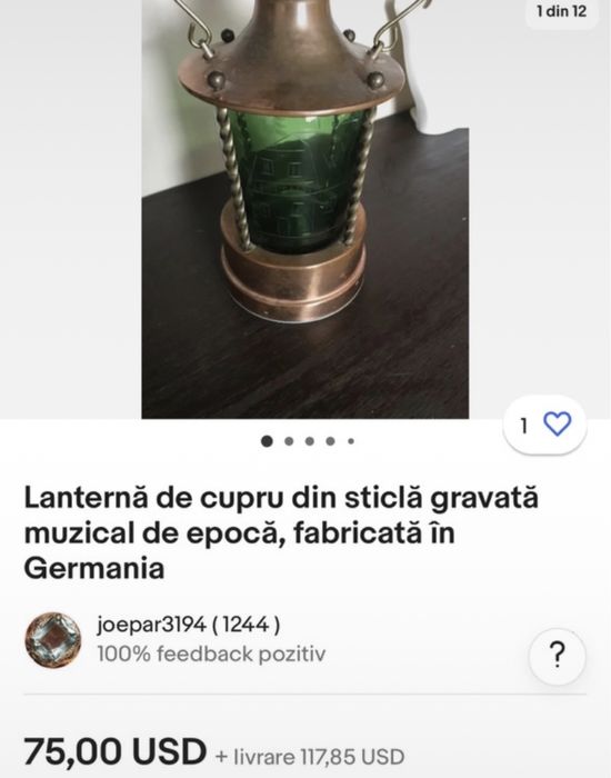 Sticla muzicala, cu suport din cupru