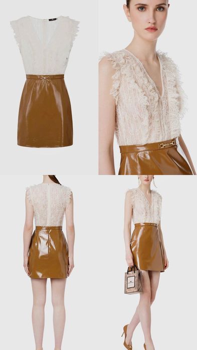 Elisabetta Franchi рокля М/Черна пола с пайети М размер/H&M топ с пайети S размер - нови