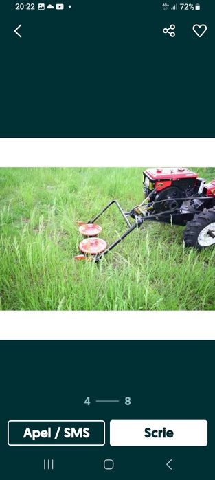 Cositoare rotativa cu 2 tamburi tamburi actionata pe fulie pentru moto