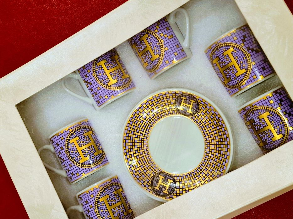 Set cafea 12 piese=6 farfuriute+ 6 cescute/new model, saculet,eticheta