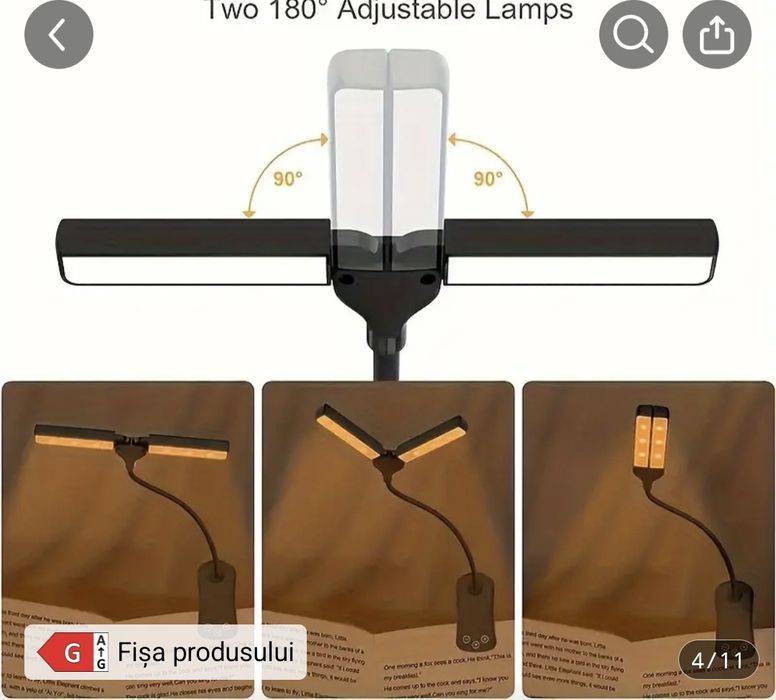 Lampă pentru citit super luminoasă 14 leduri