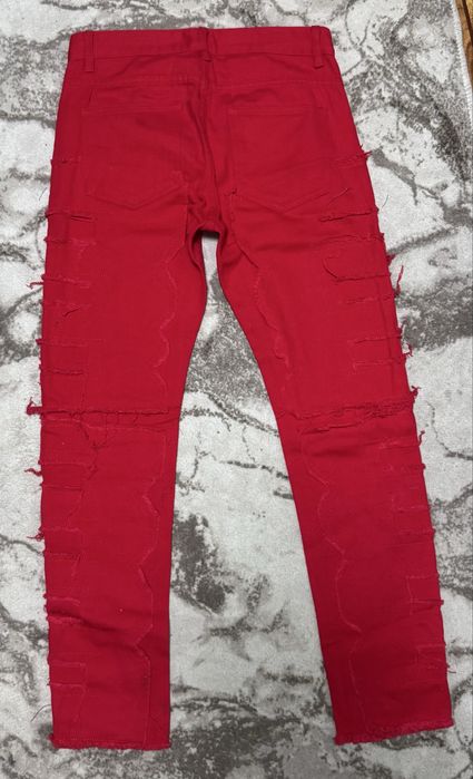 DESIGNER blood red ripped дънки