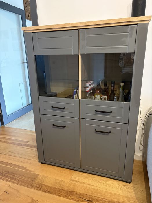 Mobilier hol si sufragerie gri/lemn