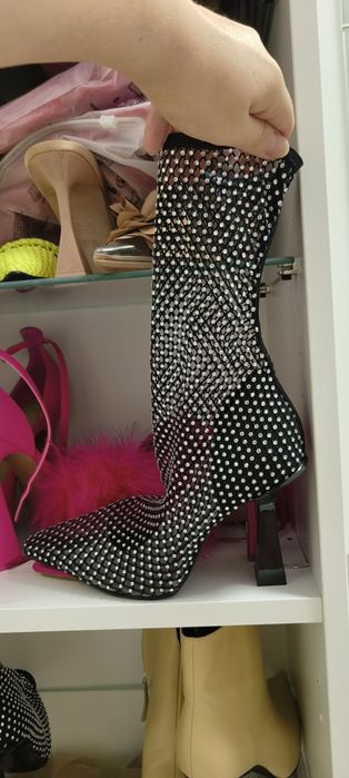 Botine superbe noi Mango 38 de petrecere cu strasuri