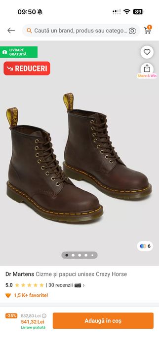 Dr. Martens dark brown crazy horse
