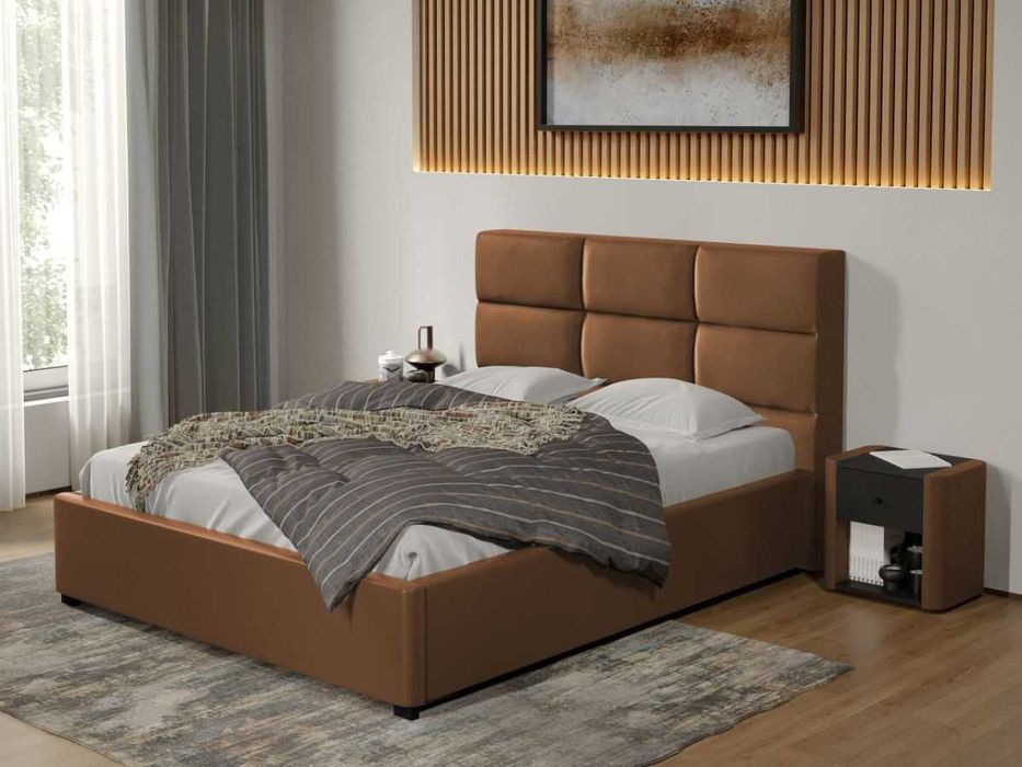 Pat tapitat Cico fix 170 x 114 C1 din piele/stofa Maro Nube 23