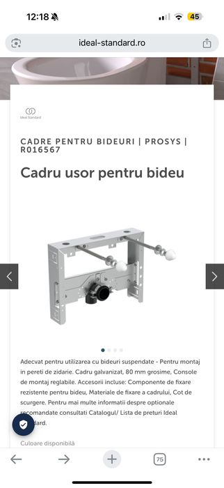 Suport cadru bideu suspendat IdealCasa