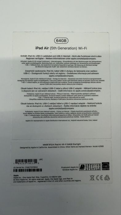 iPad Air 5 (M1) 64GB Wi-Fi – Starlight + Husă Apple Originală + Folie Sticlă
