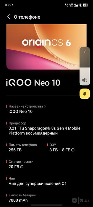 IQoo Neo 10 Global  8+8/256 Yangi Holatda Full Box