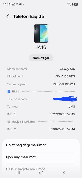 Samsung A16 sotiladi