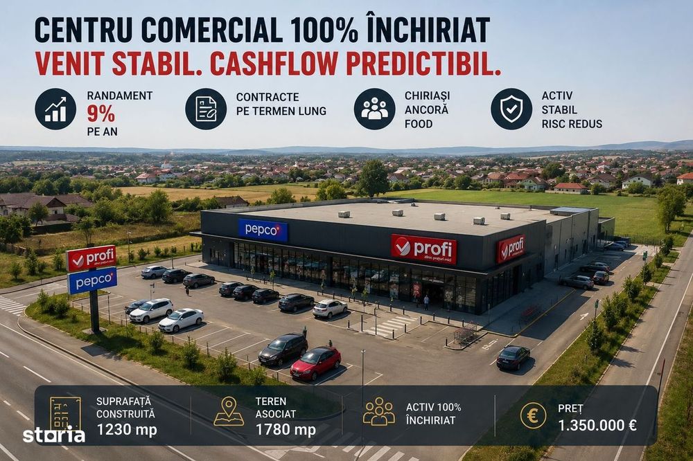Centru comercial închiriat | Profi, Pepco | yield stabil 9%