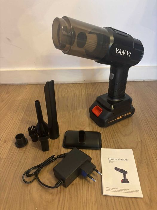 Aspirator Auto Puternic Portabil cu Acumulator, 6 accesorii, Nou