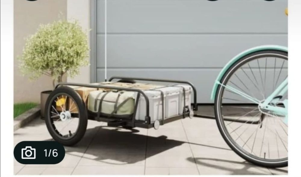 Remorcă de bicicletă, negru, 126x63x34 cm, fier