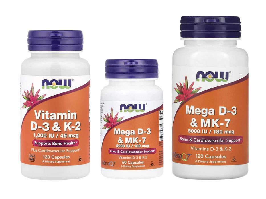 NOW Foods Mega D-3 и MK-7 д3+к2 5000 d3 k2 mk7 k2 + d3 d-3 Vitamin D-3