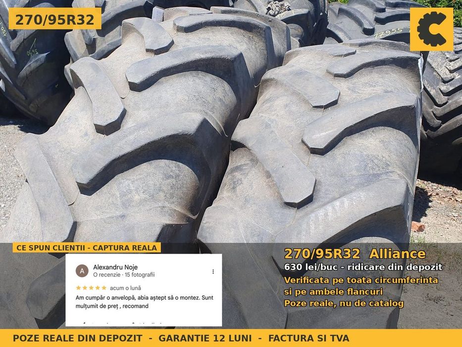 Anvelope Cauciucuri 270/95R32 270/95 R32 270/95-32 11.2R32 2709532 Alliance Prasitoare Tractor Roti Inguste Utilaje Agricole SH Second Hand IEFTIN