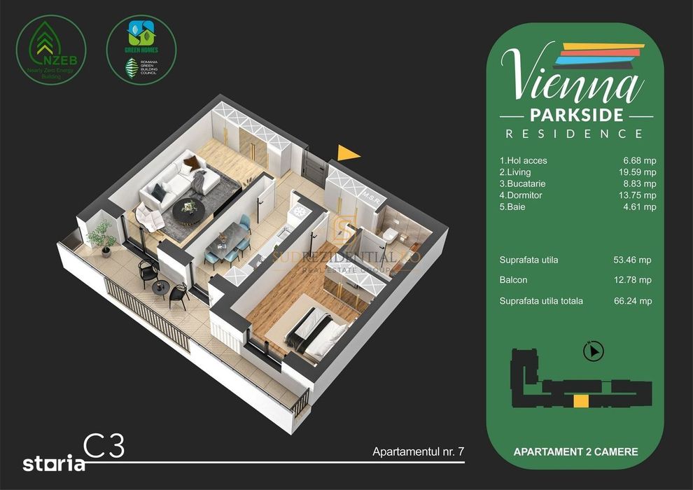Nou! Apartament decomandat cu 2 camere, balcon generos, Bd Metalurgiei