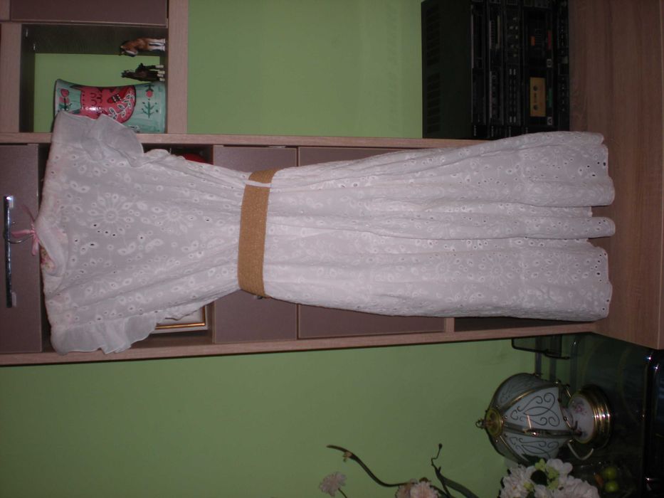 Rochie vara din panza brodata  cu cordon