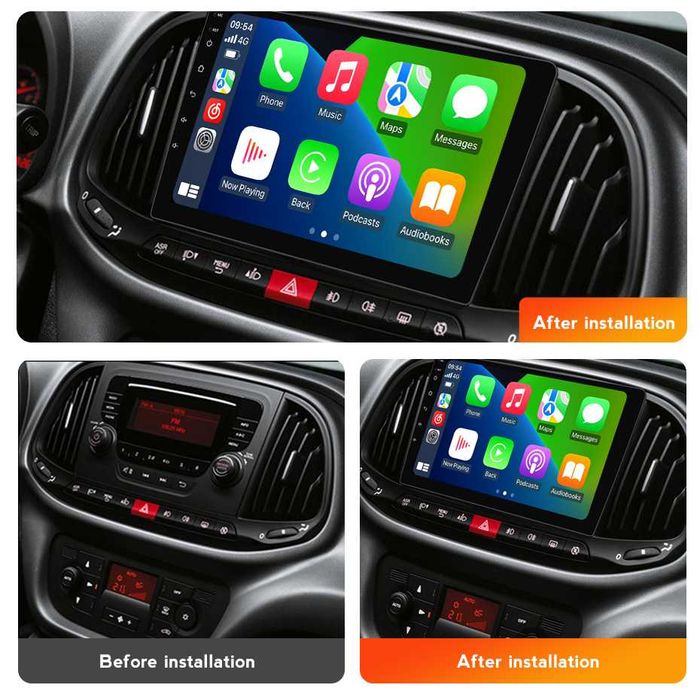 Navigatie Android 14 Fiat Doblo 2015 1/8 Gb Waze CarPlay + CAMERA